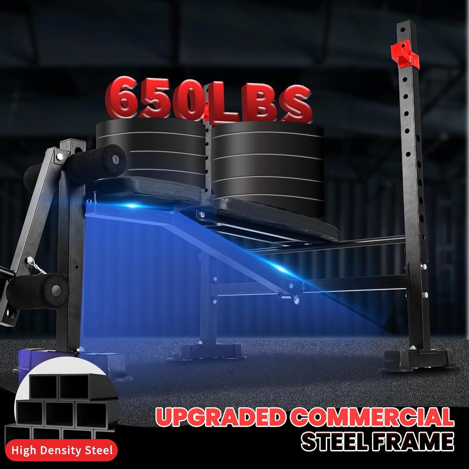 1500 lbs 8-in-1 Olympic Weight Bench Set with Leg Extension, Curl, Preacher Curl, Bench Press, and Barbell Rack with Safety Bar Catches - Foldable Home Workout Bench (US Stock)