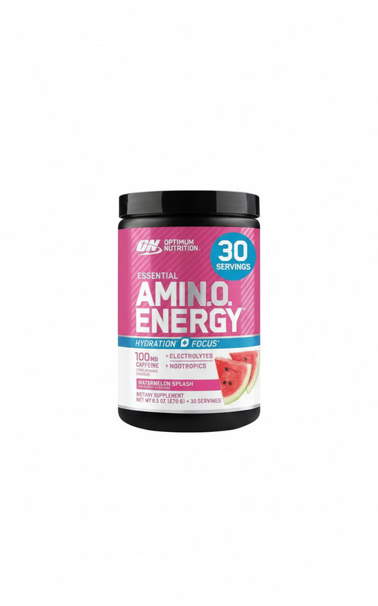 Amino Energy Powder plus Focus, with BCAA, Electrolytes, and Caffeine, Watermelon, 30 Servings (Packaging May Vary)